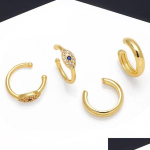 Hoop Huggie Voleaf Ear Cuff Orecchini a clip a doppio strato Placcato oro 18 carati intarsiato Zircone Cartilagine Gioielli per donne Ragazze Vea106 D Dhtms