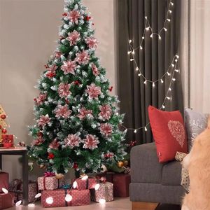 Dekorative Blumen, 12 Stück, glitzernde künstliche Weihnachtssterne, Baumschmuck, Partydekoration mit Stielen und Clips