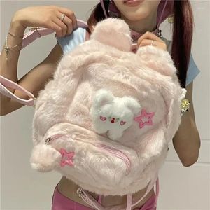 Schultaschen Y2K Koreanischer Plüschbär Rosa Stern Mädchen Rucksäcke Harajuku Ästhetische Cartoon Umhängetasche Handtaschen Kawaii Rucksack Niedliche Frauen