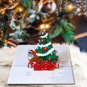 10 Stück Grußkarten 3D-Weihnachtsbaum-Hirsch-Popup-Karte Hochzeitsfeier-Einladung Grußkarte Kindergeschenkkarte Dankeskarte 231115