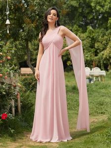 2024 einfaches elegantes Abend-Festzug-Kleid mit einer Schulter, Falten, Chiffon, lang, A-Linie, für Damen, formelle Abschlussball-Party-Kleider, Robe De Soiree, Vestidos De Noche