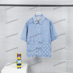xinxinbuy Men designer Tee t shirt 23ss Paris emboss Panelled Letter print short sleeve cotton women Black White blue gray S-2XL