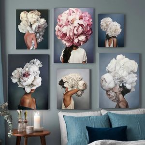 Obrazy Gatyztory 60x75 cm Malarstwo olejne według liczb Flower and Women Diy Fal Farba według liczb na płótnie Dekor Home Decor Bezdroczny cyfrowy 231115