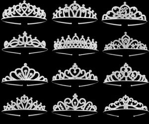 Kızlar Gümüş Rhinestone Crown Crystal Tiaras Prenses Tiara Head Bandı Sevimli Saç Aksesuarları Düğün Balo Doğum Günü Partisi