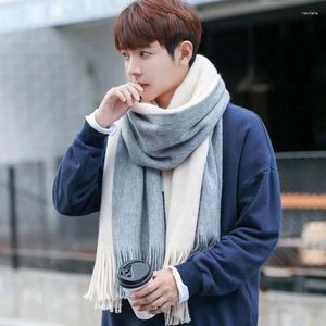 Scarves Fashion Classic Men Scarf Korean Version Warm Knitted Thick Thermal Simple Solid Muffler Winter Long Soft Windproof Male