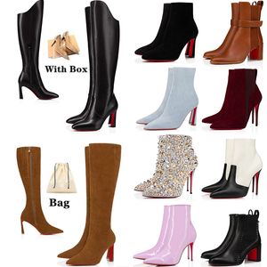 Sexy Spitzen-Toe Pumps Frau Stiefel Christian Louboutin Rot Bottom Lippenstift Slingback High Heels Neue Saison Beute Stil Frauen Ankle Boot Short Booties