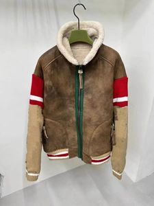 2023 5A Designer Kvinnor Parka Winter Jacket Päls Integration Vit gås ner Filling Splicing Wool Sticked Warm Men's Coat Trevligt