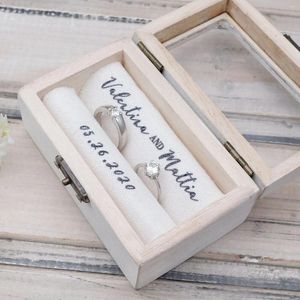 Party Supplies Personalized Custom Wedding Ring Box For Couple Wood Rings Bearer Proposal Engagement Organizer Anniversary Gift