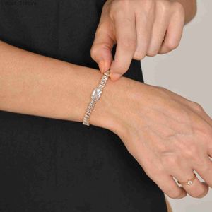 Chain Dainty Tennis Chain Bracelets for Women Girls Gold Color Metal Chic Charm Cuff Bracelet Bling Cubic Zirconia Jewelry GiftL231115