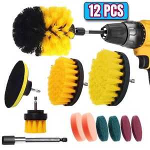 NYA 12 PCS Electric Borr Brush Kit Scrubber Cleaning Brush For Carpet Glass Car Kitchen Badrum Toalett Rengöringsverktyg Hushåll