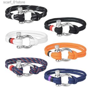 Chain New fashion jewelry navy sports color rope Milan rope bracelet men and women metal hook and loop buckleL231115