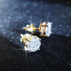 Orecchini a bottone Hiphop Piercing alla cartilagine per donne uomini Cubic Zirconia cristallo rotondo color oro orecchini a bottone all'ingrosso di gioielli