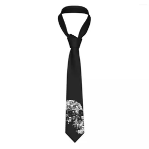 Papillon Film Horror Cravatta con teschio Cravatta unisex skinny in poliestere larga 8 cm per uomo Accessori Cravatta da ufficio per matrimoni
