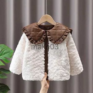 Jackets Winter kids girls' clothes baby fur leather jackets outerwear for children girls clothing thick warm coats baby birthday jackets J231115