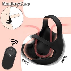 Cockrings Remote Vibrators Testicle Massager Sex Toys For Men Wireless Masturbator Penis Ring 9 Speeds Vibrating Penis Male Chastity Cage 230414