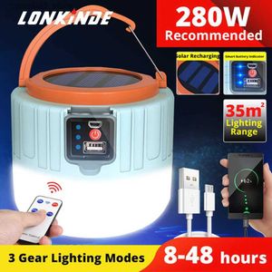 Lanterna de acampamento portátil de alta potência LED Lanterna de luz Equipamento de acampamento Lanterna de carregamento solar Lâmpada USB Lâmpada de barraca de acampamento Iluminação à prova d'água Q231116