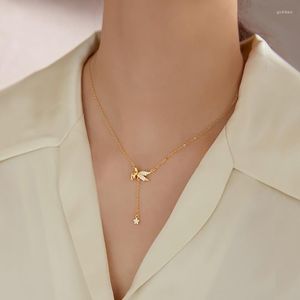 Подвесные ожерелья Золото -цветовое ожерелье для женщин Ключица Звезда Твиблат Фея подруга Подарок украшения аксессуары