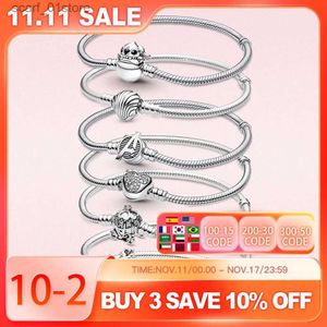 Bracciale in argento sterling 925 con catena Bracciale con cuore di topo scintillante Stitch Fit Bracciale originale con perline in argento Gioielli da donnaL231115