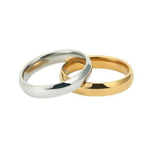 4MM Gold Silver Stainless Steel Band Ring for Men Women Classical Couple Love Rings in Bulk Elegant Cute Decorative Wedding Jewelry Wife Gift Wholesale Cheap Price