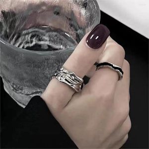 Cluster Rings Y2K Black Drip Oil Adjustable Ring Men Irregular Geometry Punk Vintage Set For Women Girls Fashion Jewelry Gifts