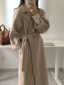 Herr ull blandar avslappnad ullrock för kvinnor långärmad streetwear koreanska modejackor vintage lös 2023 Autumn Winter Coats 231114