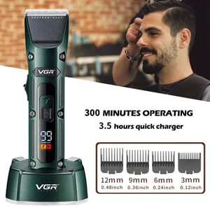 Aparador de cabelo vgr recarregável para homens máquina de corte de barba cortador de barbeiro profissional 231115