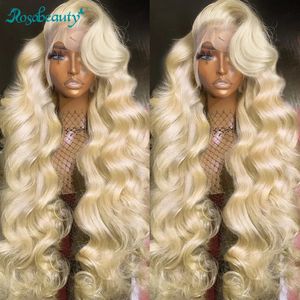 Synthetic S Rosabeauty 13x6 Blonde 613 HD Body Wave Lace Front Human Hair 5x5 Glueless Wear Go 13x4 Frontal 250密度40インチ231115