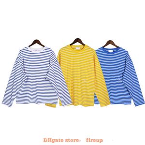 Designer Fashion Clothing Mens Tees Tshirt Rhude Men's Printed High Street Loose Stripe Bottom Shirt Casual Versatile Women's Long Sleeve T-shirt Trend