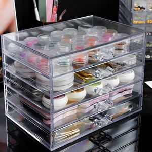 Storage Boxes Bins 4 Tier Nail Art Decoration Box Transparent Acrylic Jewelry Accessories Rack Shelf Display 231114