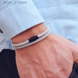 Corrente nova minimalista homens corda pulseira dupla camada sobrevivência braclet homme acessórios namorado presente ímã fivela pulsera hombrel231115