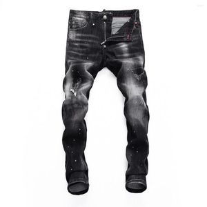 Мужские джинсы Pleinxplein Оригинальный дизайн Мужчина Слим черные джинсовые брюки Черепа прямые эластичные растяжки для мужчин