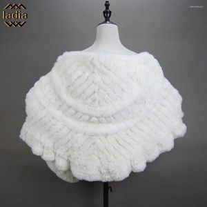 Scarves Winter Women Knitted Real Rex Fur Scarf Brand Wide Natural Tassel Shawl Neck Warm Long Shoulder Cape