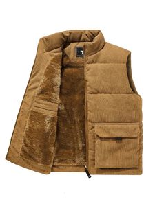 Gilet da uomo Casual Gilet spesso da uomo Solid Winter Cargo Giacca senza maniche Uomo Moda Zippper Velluto a coste Dolcevita Warm Boy Outwears 231114