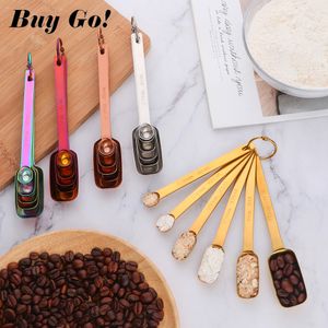 Measuring Tools 6PCSSet Stainless Steel Kitchen Spoons Set Teaspoon Coffee Sugar Scoop Cake Baking Cups Cooking 230414