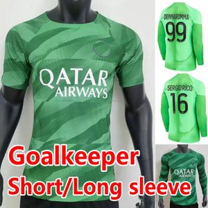 2023 Donnarumma bramkarz piłkarski koszulki green fanów Wersja sergio Rico Maillot de Foot Lettellier Football Shirt 23 23 Krótkie długie rękawy Hommes Enfants
