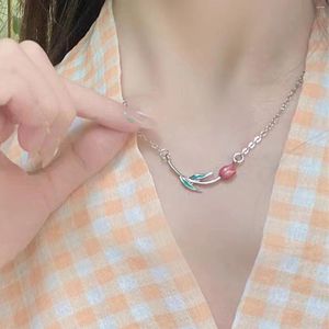 Pendant Necklaces Vintage Elegant Tulip Necklace For Women Flower Clavicle Chain Choker Party Wedding Jewelry Gifts