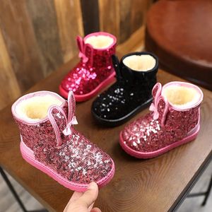 Buty zimowe pluszowe buty śniegowe dla dzieci swobodne buty dla dzieci buty moda bling blask księżniczka urocza królik maluch krótkie buty 231115