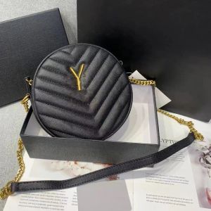 Luxury Designer Bag Runda väskor för kvinnor äkta läder guldkedja axel crossbody väska lyxiga presbyopia handväskor mode casual handväska