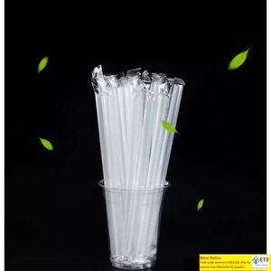 Individuellt förpackat plast Transparent halm Återanvändbar plaststrångrön PP Drink Straw 7folc