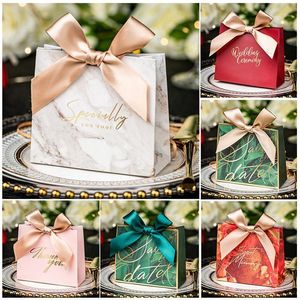 Hediye sargısı 10 adet kurdelelerle büyük düğün kutusu kraft kağıt torba şeker kutuları kek kurabiyeleri için kullanın parti Noel doğum günleri düğünler