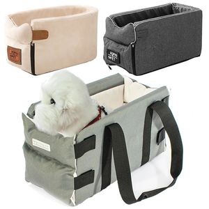 Canis Canetas Portátil Pet Dog Assento de Carro Controle Central Nonslip Dog Carriers Safe Car Armrest Box Booster Kennel Cama para Pequeno Cachorro Cat Travel 231114