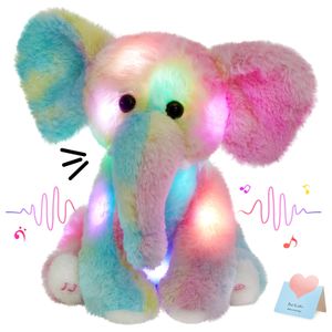 Plush Light - Up Toys Recordable Elephant Rainbow LED Pluszowe zabawki Śliczna lalka Prezent dla dzieci dla dziewcząt Pchane zwierzęta dzieci 231114