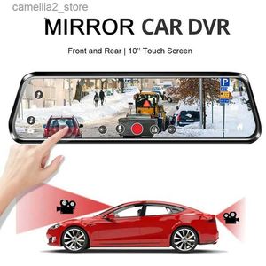 DVR per auto Sorveglianza 24 ore Dash Cam 10 '' DVR per auto Videoregistratore con guida anteriore e posteriore Registratore Retrovisore automatico Dual Dashcam Scatola nera Q231115