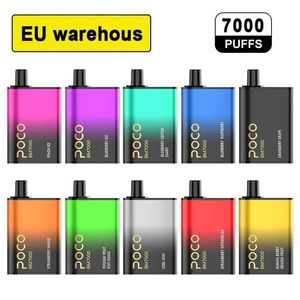 EU USA Lager Original 7000 Züge elektronische Zigarette Poco BM7000 Einweg-Vape-Stift wiederaufladbare Netzspule 17 ml 10 Geschmacksrichtungen Gerät neuester Dampfstift