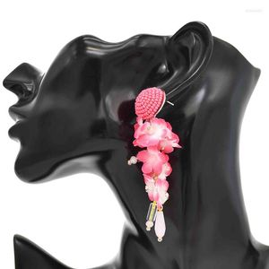 Dangle Earrings Peach Blossom Tassels Women Handmade Beads Bohemian Ethnic Drop Elegant Weddings Feminina