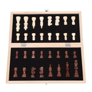 Figurine decorative 1 set pieghevole in legno internazionale pezzi degli scacchi gioco da tavolo divertente collezione di scacchi portatile