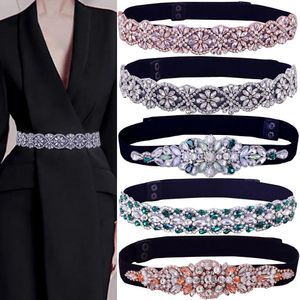 Belts TOPQUEEN Women Dresses Elastic Belt Fashion Sparkly Rhinestone Stretch Waistband Travel Party Decoration Plus Size Customized 231115