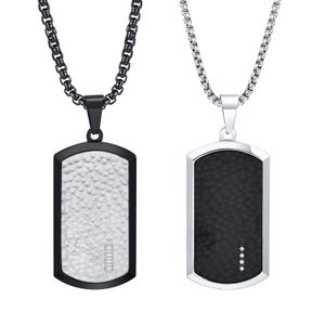 CZ rostfritt stål Hammer Pendant Dog Tag Geometric Necklace Rolo Chain 3mm 24 tum för män pojke mode smycken