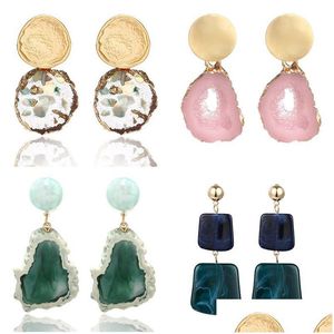 Dangle Chandelier Crystal Natural Stone Earrings For Women Vintage Geometric Metal Pendant Drop Earring Fashion Jewelry 202 Dhgarden Dh2Fz
