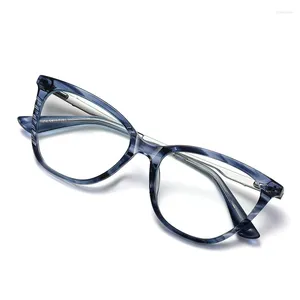 Trendige Sonnenbrille für Damen, Anti-Blaulicht, schlichte Brille, Acetat, Katzenauge, abgestuft, individuell, weiblich, kurzsichtig, hyperopisch